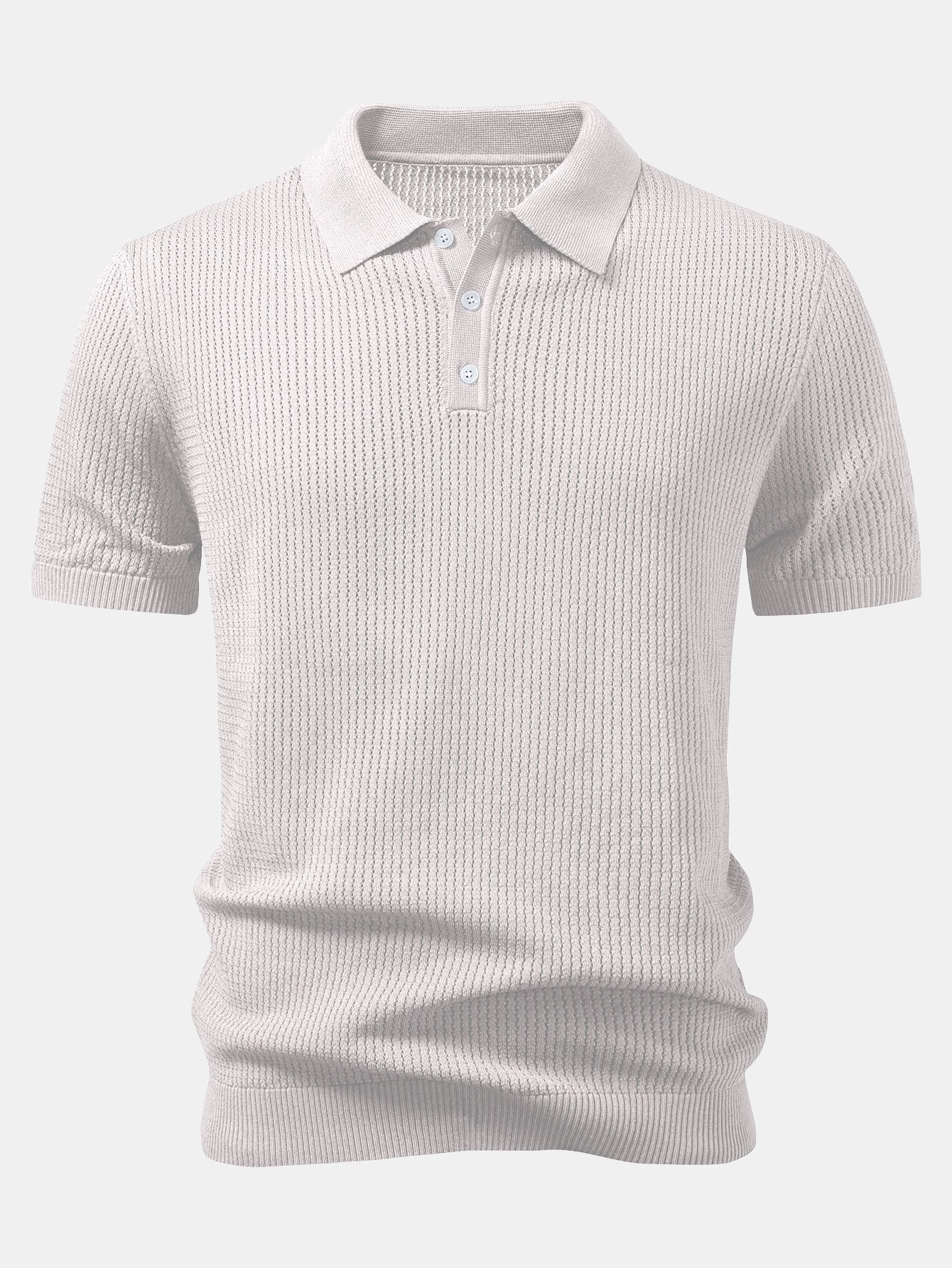 Textured Crochet Knitted Polo Shirt