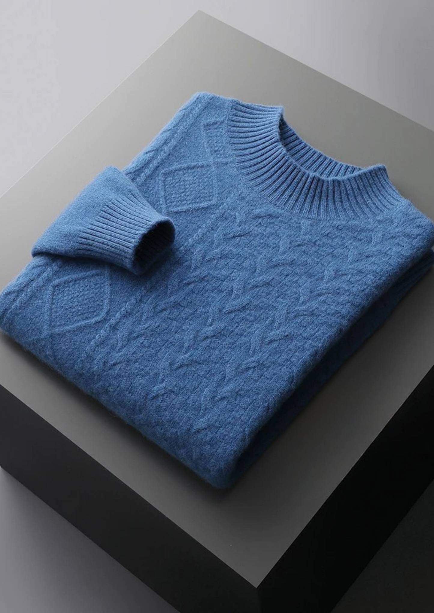 PURE EXTRA-FINE MERINO WOOL JACQUARD MOCKNECK