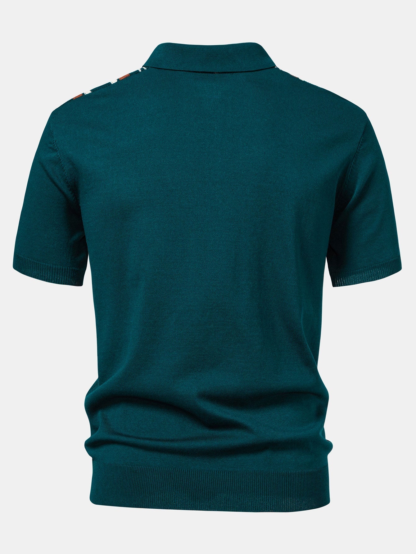Stripe Knit Zip Up Polo Shirt