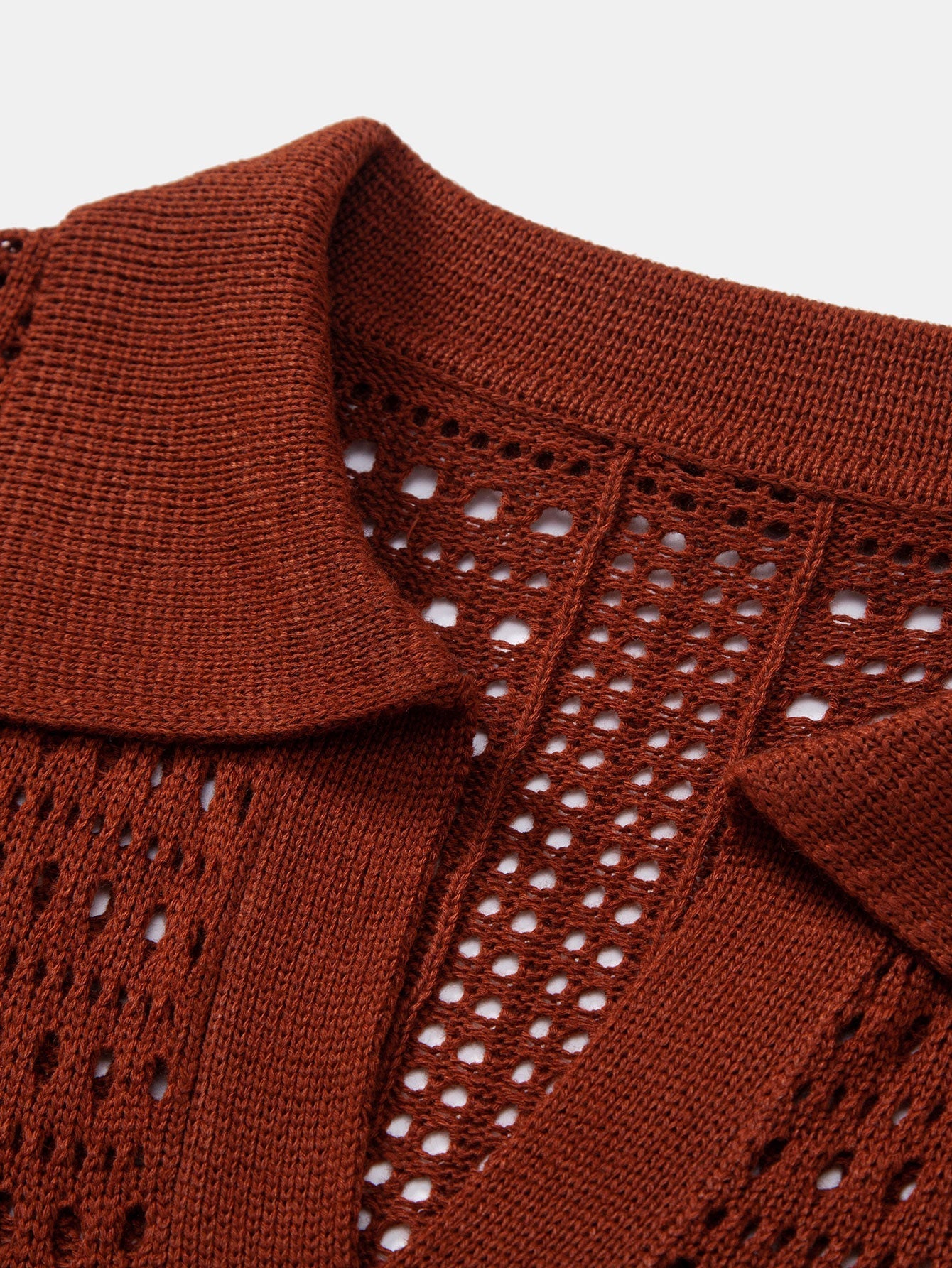Crochet V Neck Polo Shirt