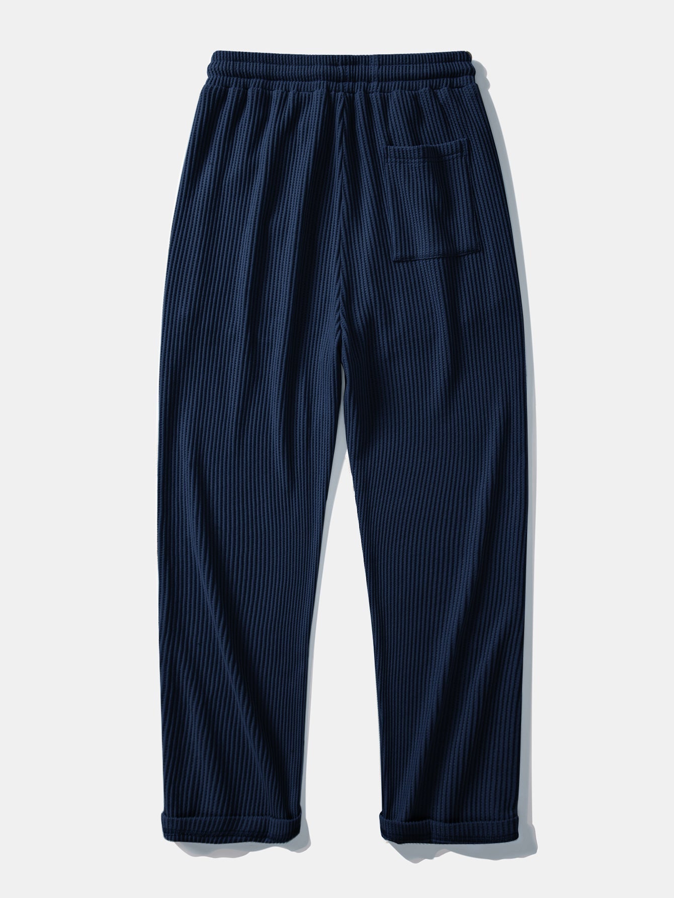 Long Sleeve Waffle Mock Neck T-Shirt & Drawstring Knitted Waffle Pants