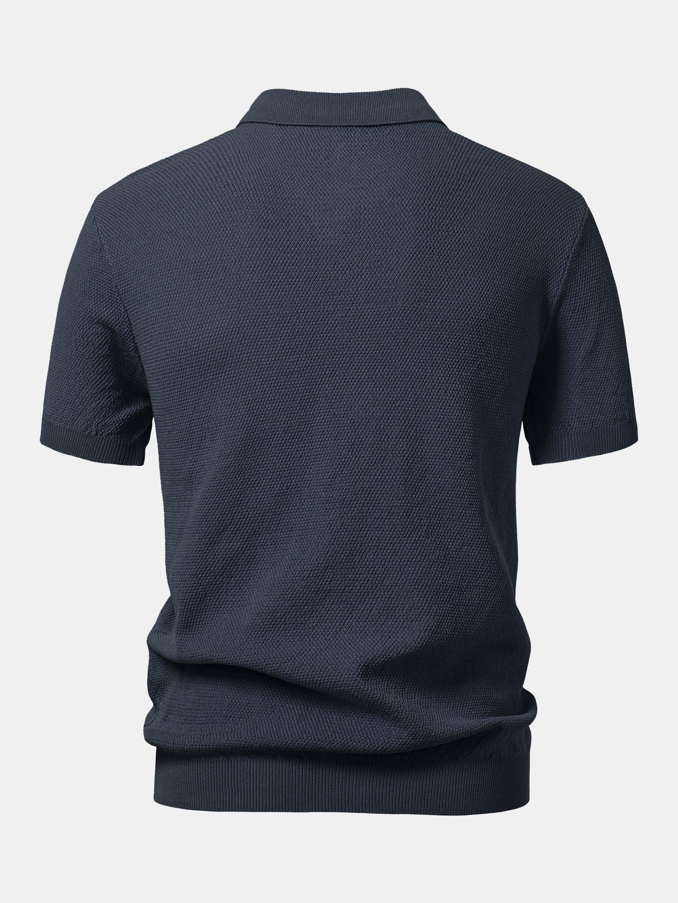 Textured Zip Up Knit Polo Shirt