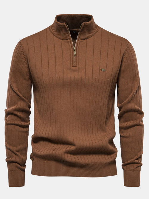 Stripe Quarter-Zip Sweater