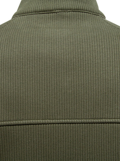 Ribbed Raglan Sleeve Quarter Zip Sweatshirt