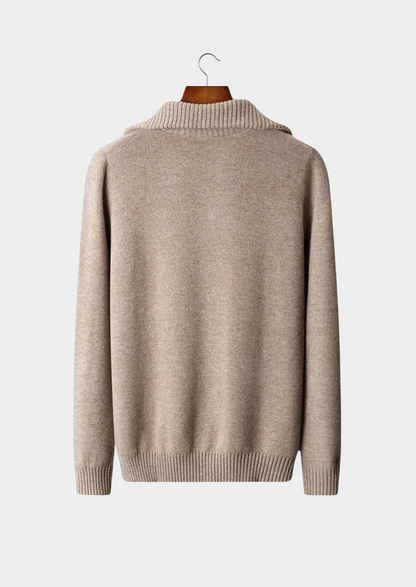 PURE EXTRA-FINE MERINO WOOL HALF ZIP SWEATER