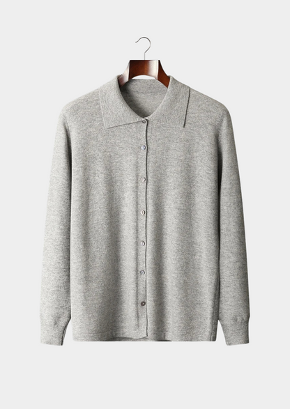PURE EXTRA-FINE MERINO WOOL POLO CARDIGAN