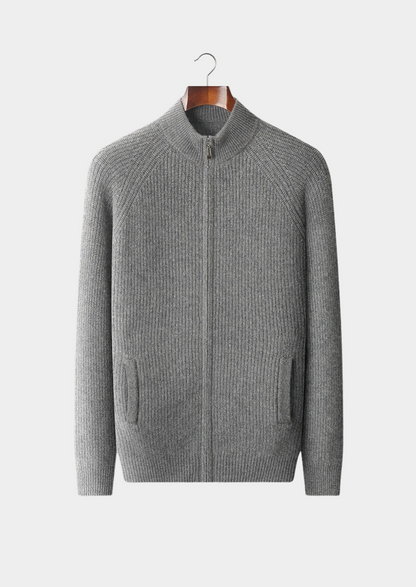PREMIUM CASHMERE RIBBED CARDIGAN