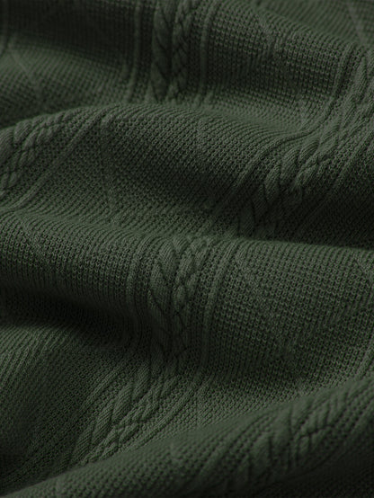 Rhombus Geometric Texture Knit Polo Shirt
