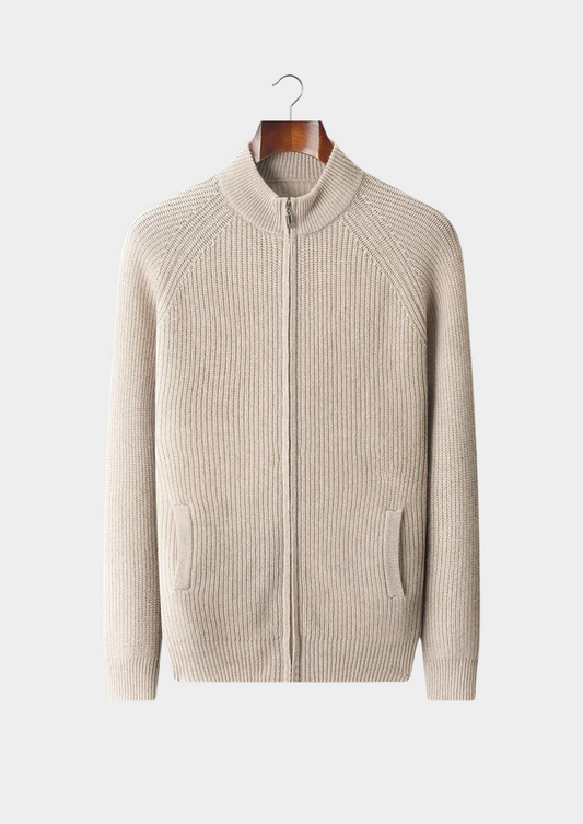 PREMIUM CASHMERE RIBBED CARDIGAN