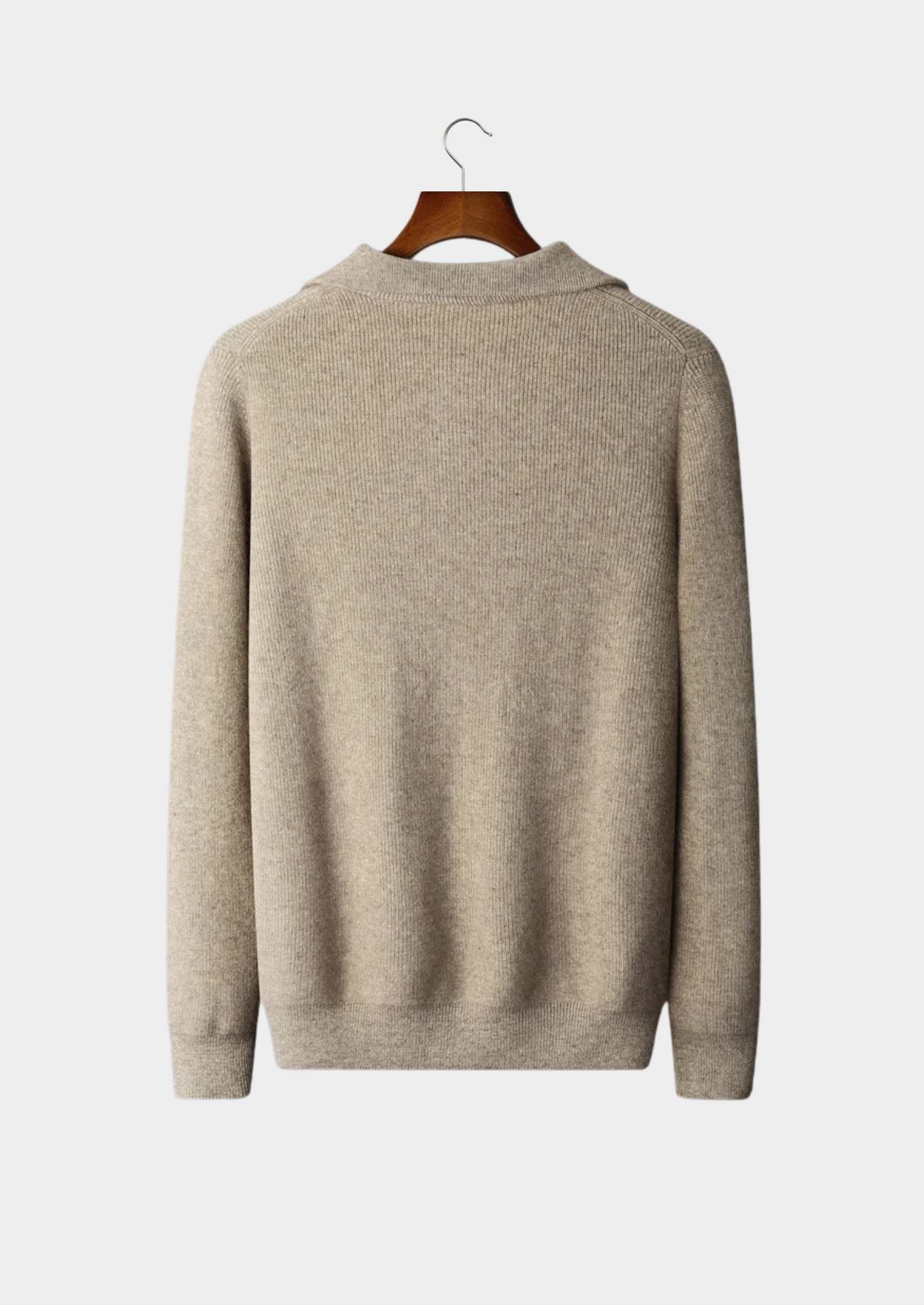 PREMIUM CASHMERE RIBBED HALF-ZIP SWEATER