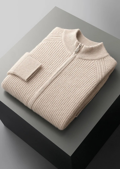 PREMIUM CASHMERE RIBBED CARDIGAN