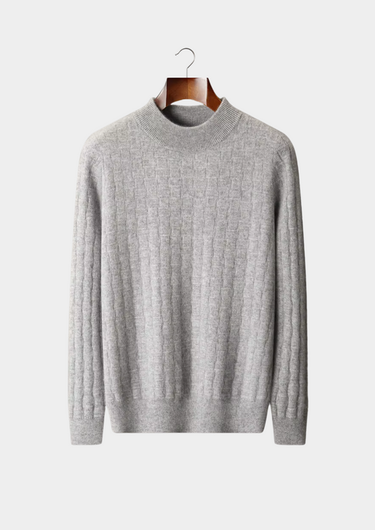 PURE EXTRA-FINE MERINO WOOL TEXTURED MOCKNECK