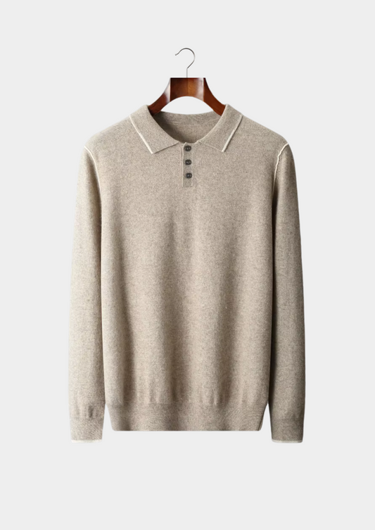 PREMIUM CASHMERE TWO TONE BUTTON POLO
