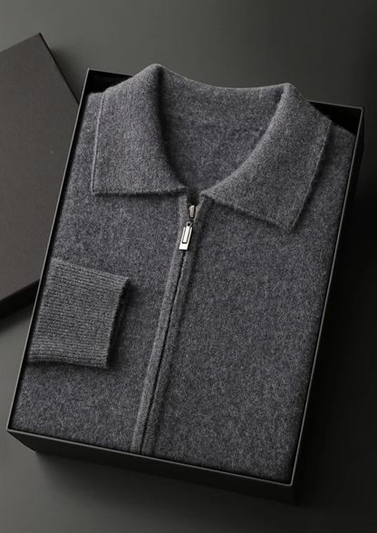 PREMIUM CASHMERE ZIP POLO CARDIGAN