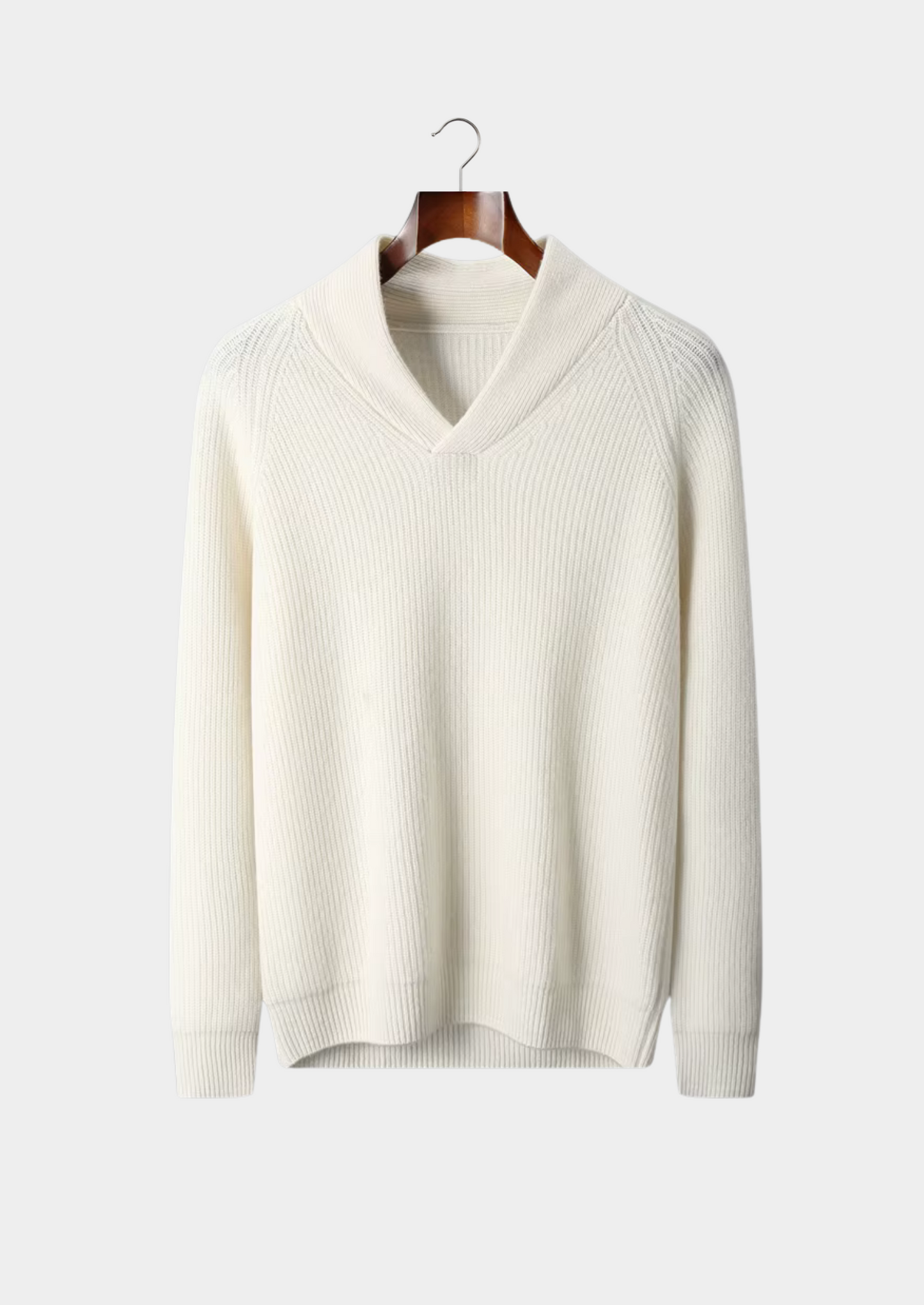 PREMIUM CASHMERE RIBBED V-NECK SWEATER