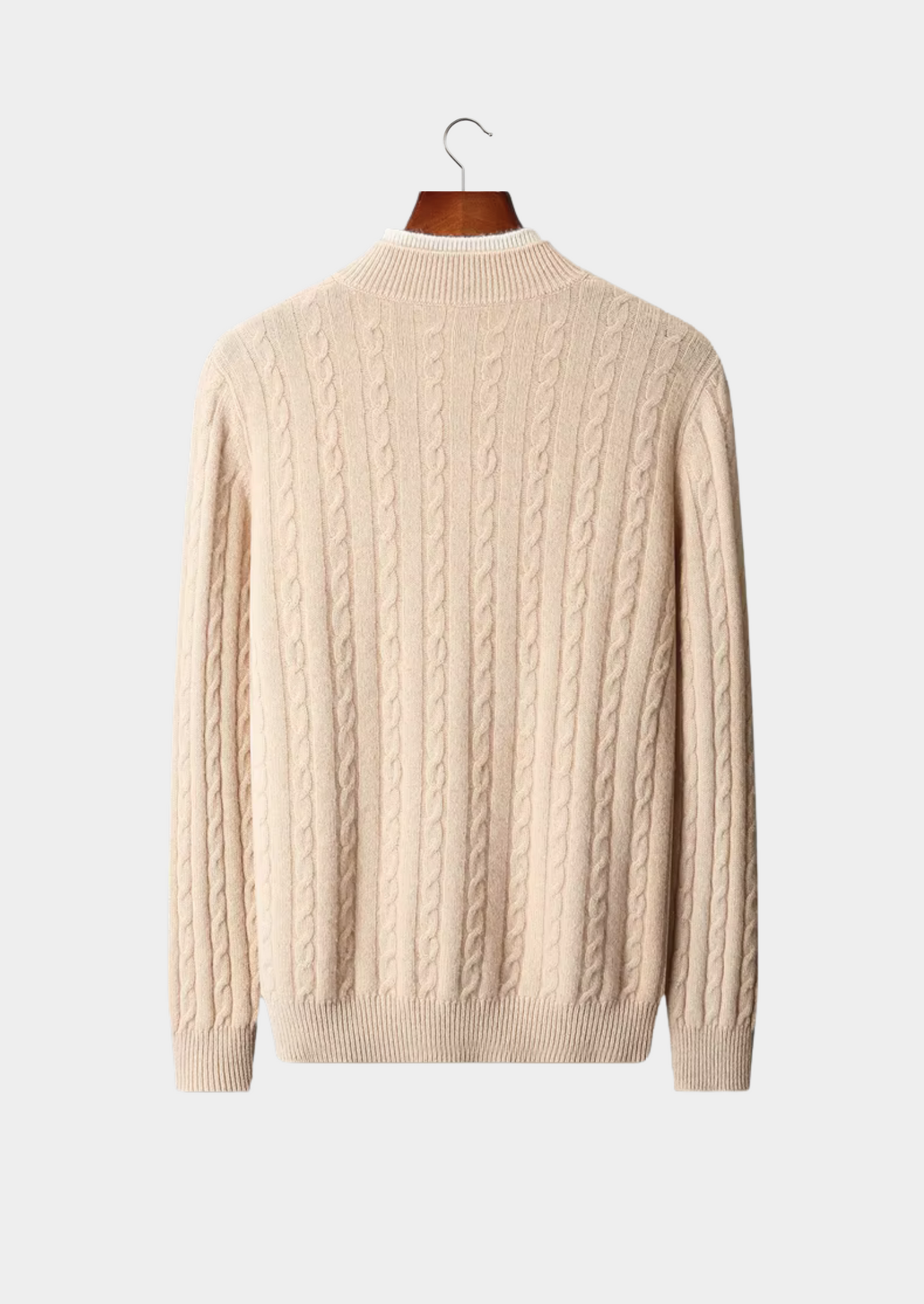 PURE EXTRA-FINE MERINO WOOL CABLE KNIT HENLEY SWEATER