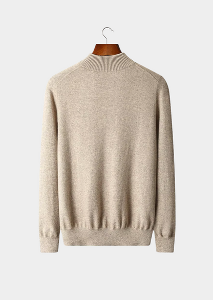 PURE EXTRA-FINE MERINO WOOL HALF ZIP SWEATER