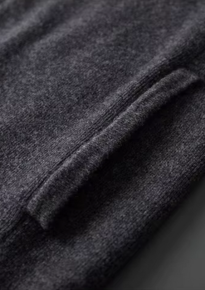 PURE EXTRA-FINE MERINO WOOL RIBBED POLO CARDIGAN