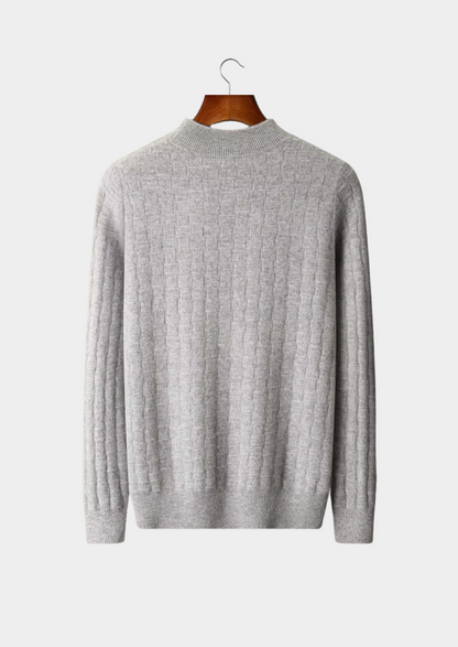 PURE EXTRA-FINE MERINO WOOL TEXTURED MOCKNECK
