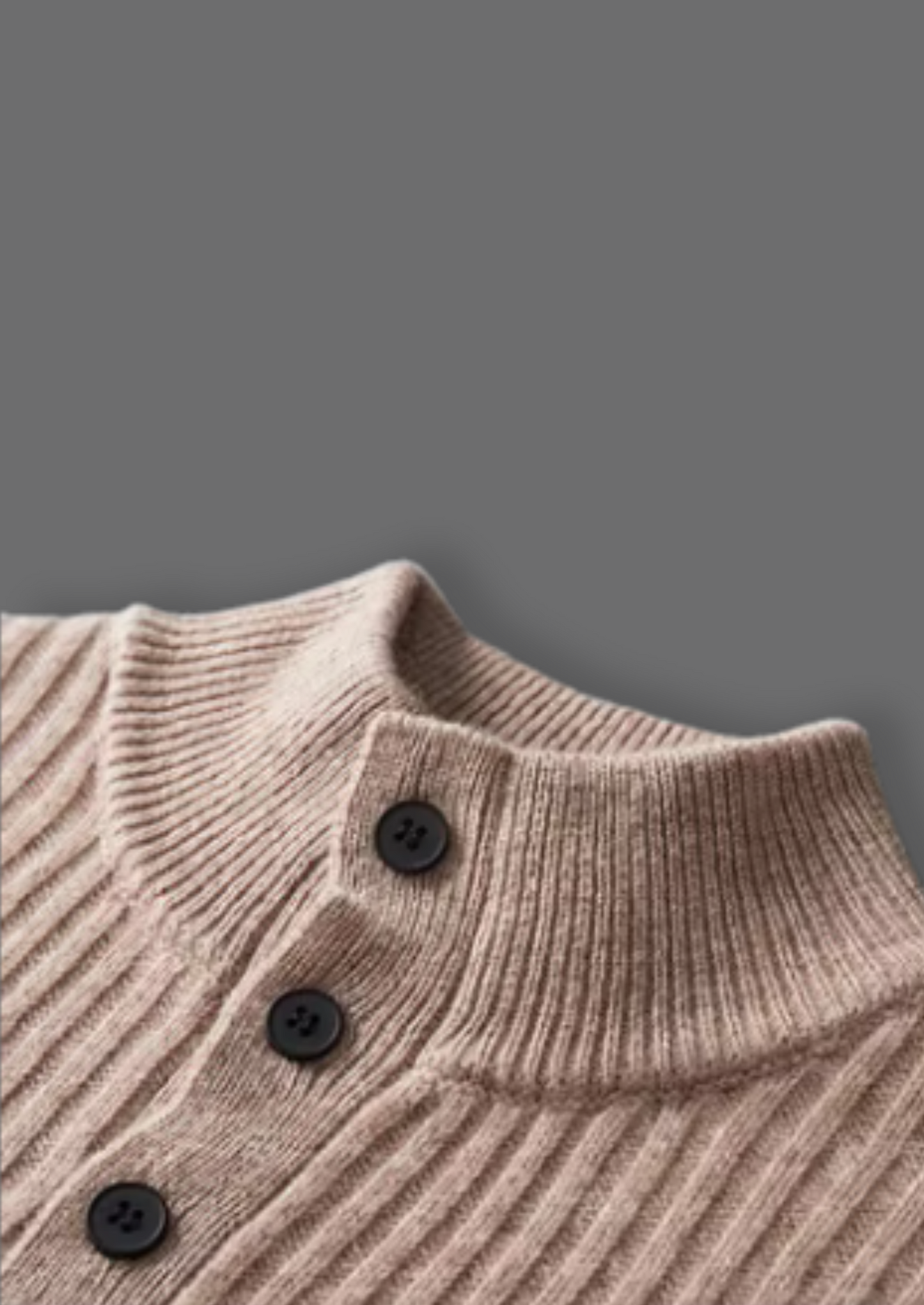 PURE EXTRA-FINE MERINO WOOL RIBBED HENLEY SWEATER