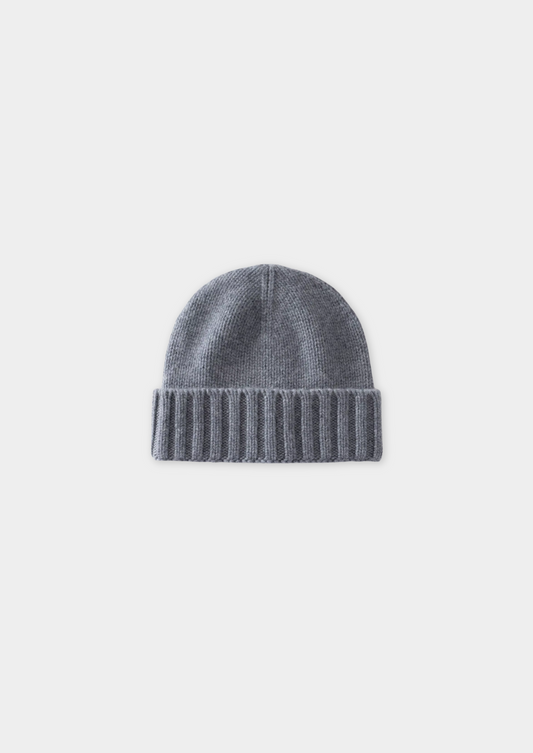 LIGHT GRAY CASHMERE WINTERTIME BEANIE