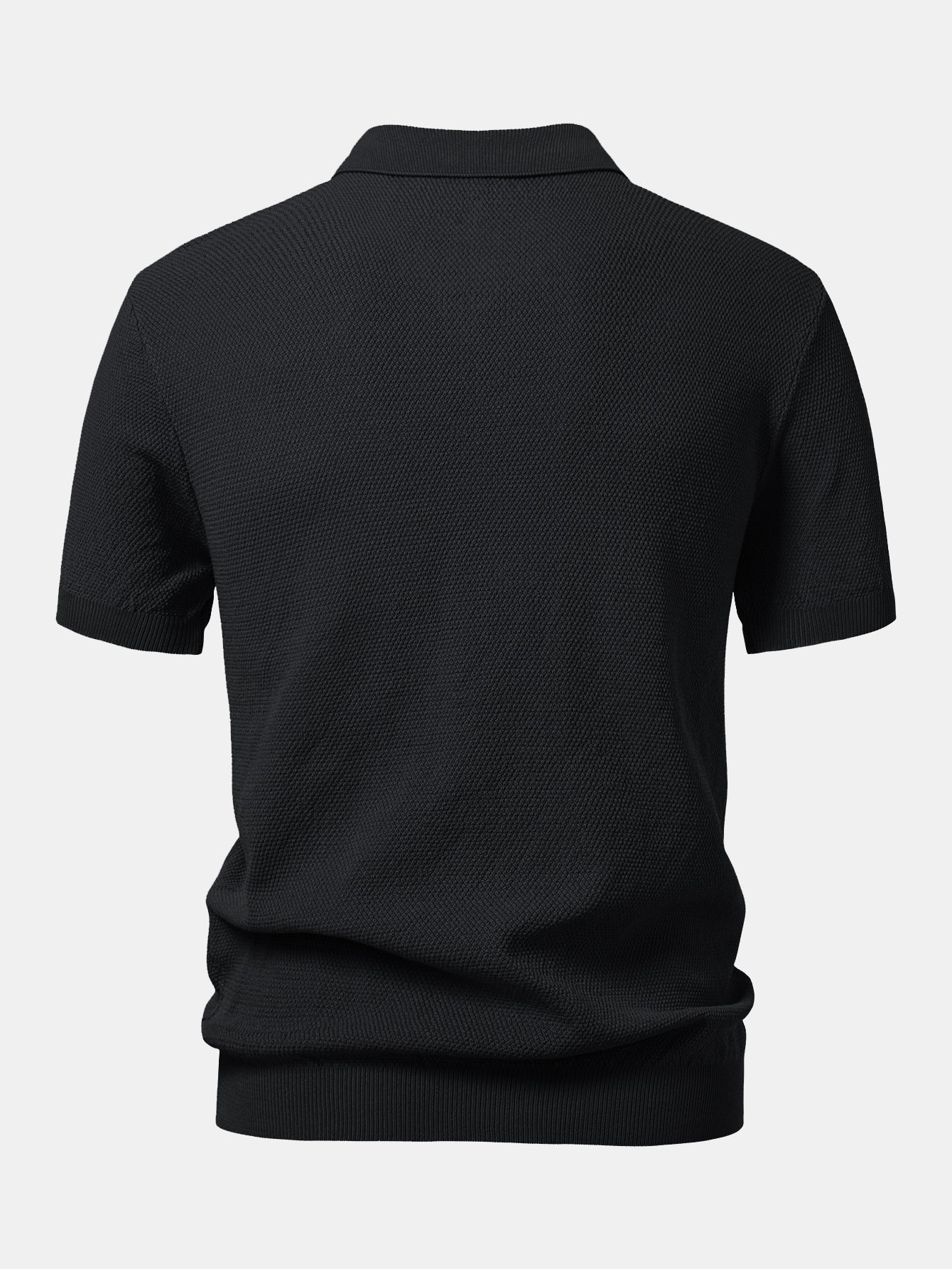 Textured Zip Up Knit Polo Shirt