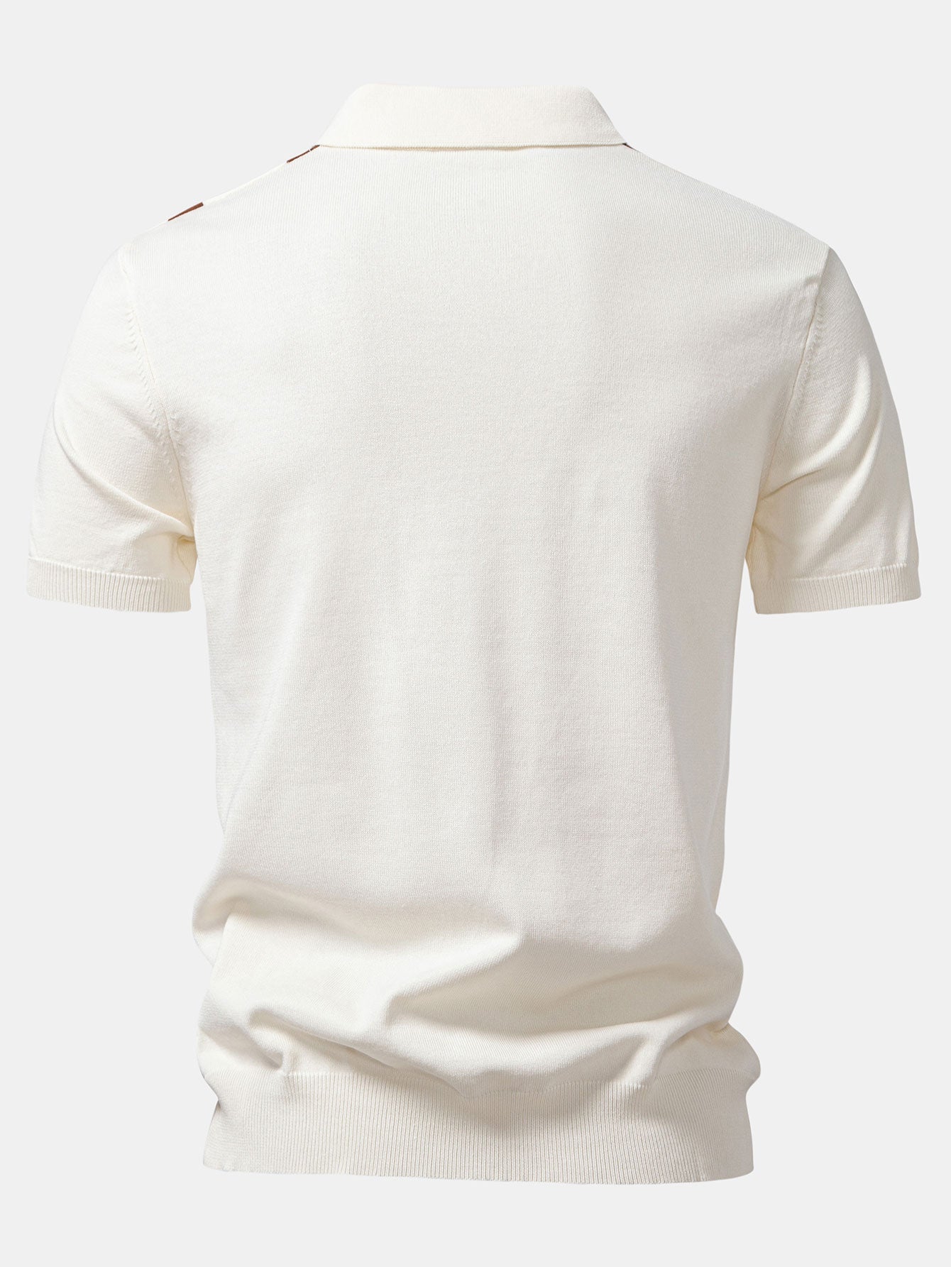 Stripe Geometric Jacquard Knitted Polo Shirt