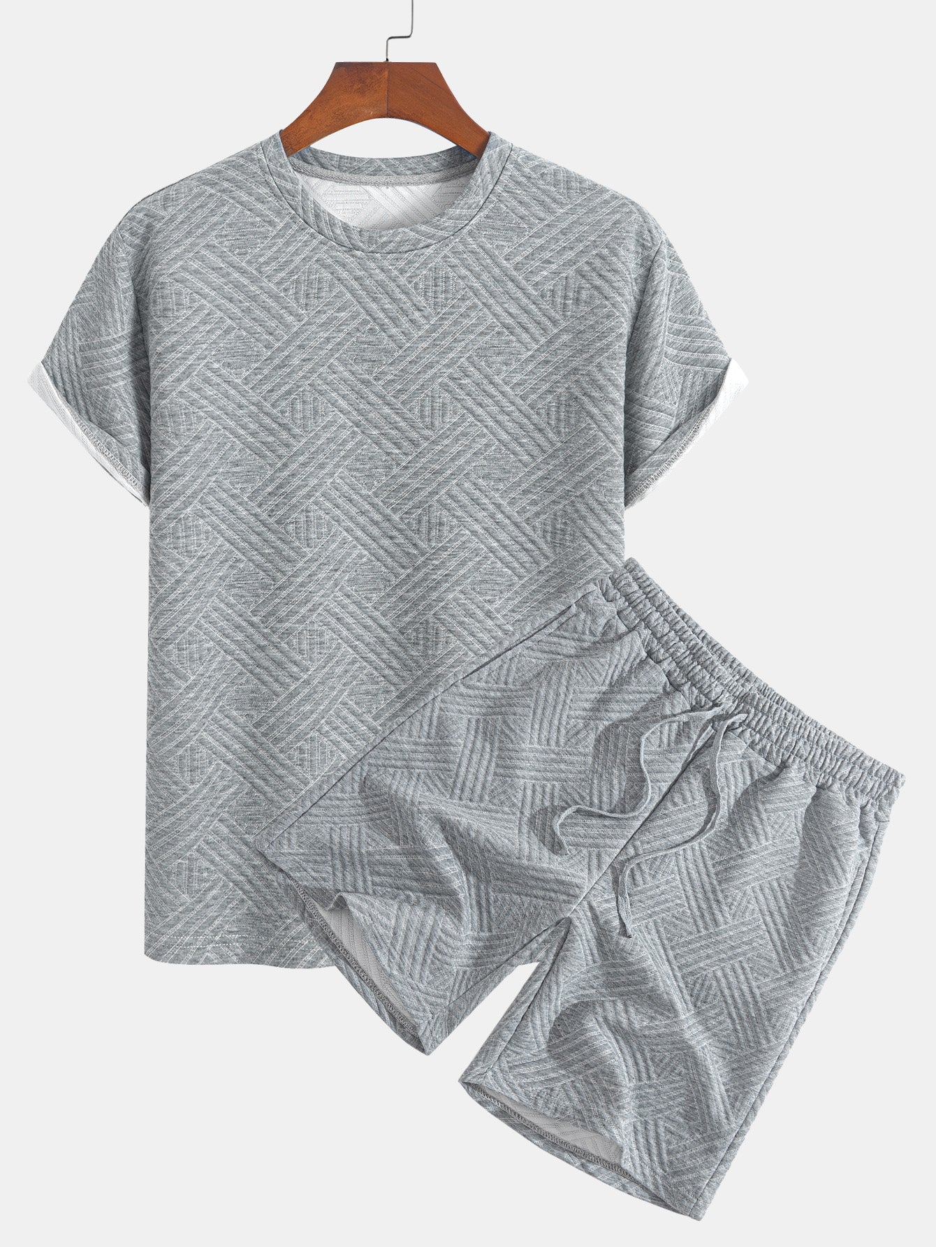 Striped Jacquard T-Shirt & Shorts Set