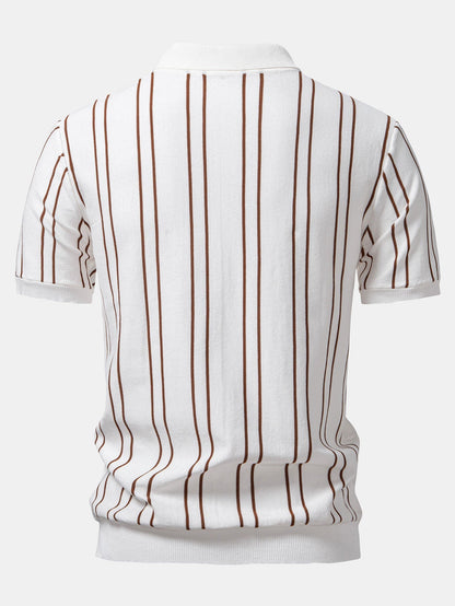 Striped Knitted Polo Shirt