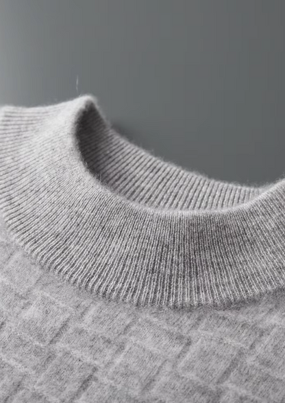 PURE EXTRA-FINE MERINO WOOL TEXTURED MOCKNECK