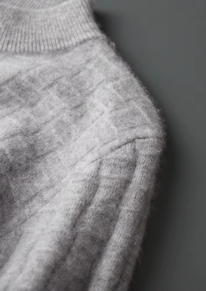 PURE EXTRA-FINE MERINO WOOL TEXTURED MOCKNECK