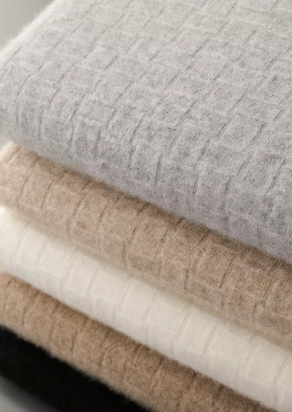 PURE EXTRA-FINE MERINO WOOL TEXTURED MOCKNECK