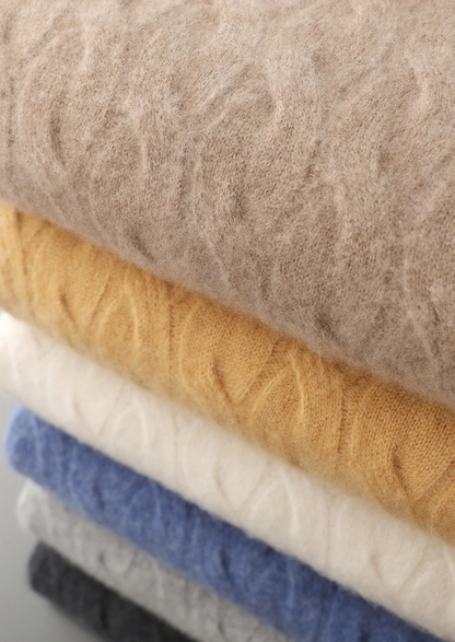 PREMIUM CASHMERE CABLE CREWNECK