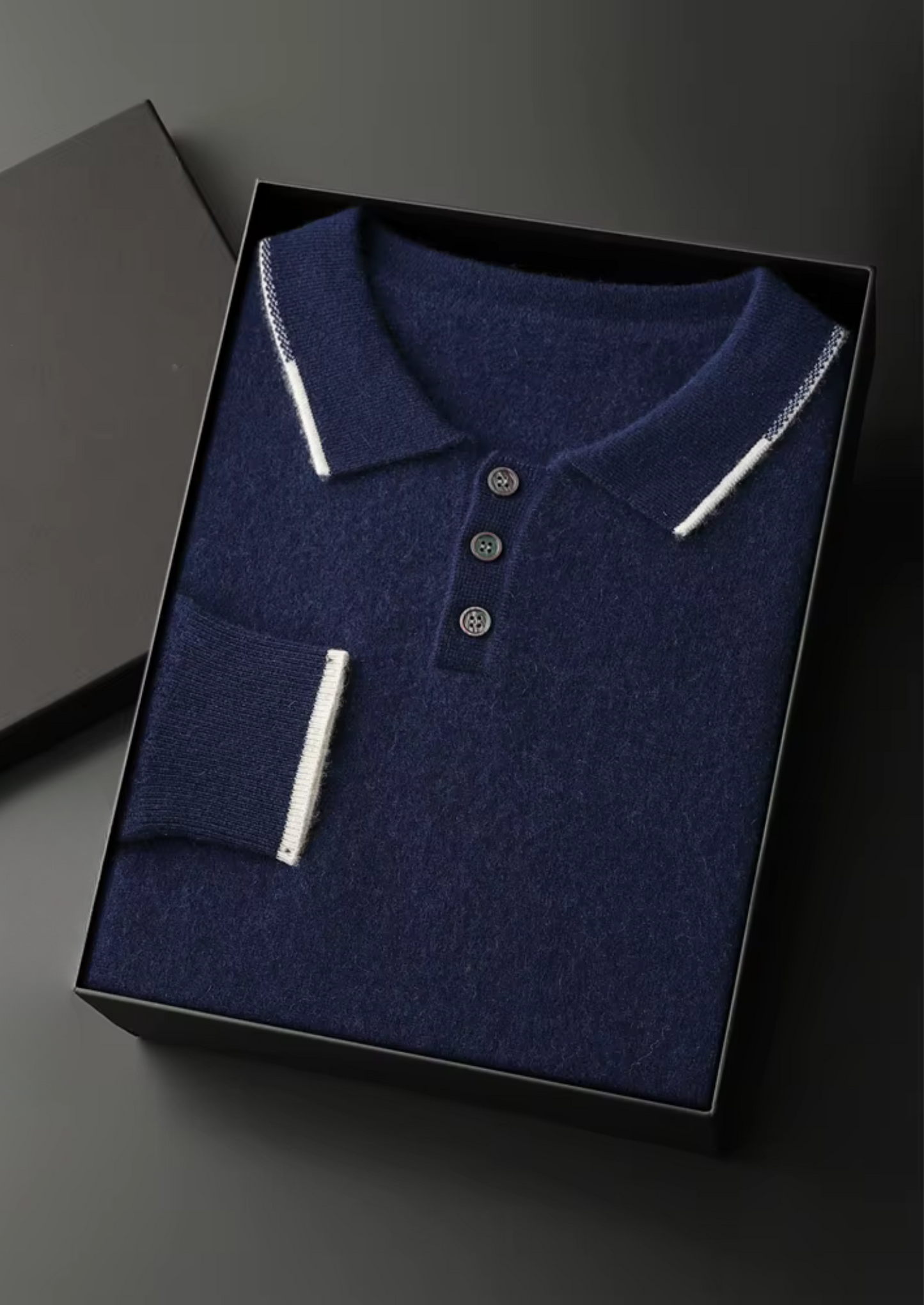 PREMIUM CASHMERE TWO TONE BUTTON POLO
