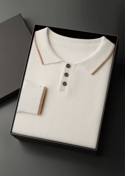 PREMIUM CASHMERE TWO TONE BUTTON POLO