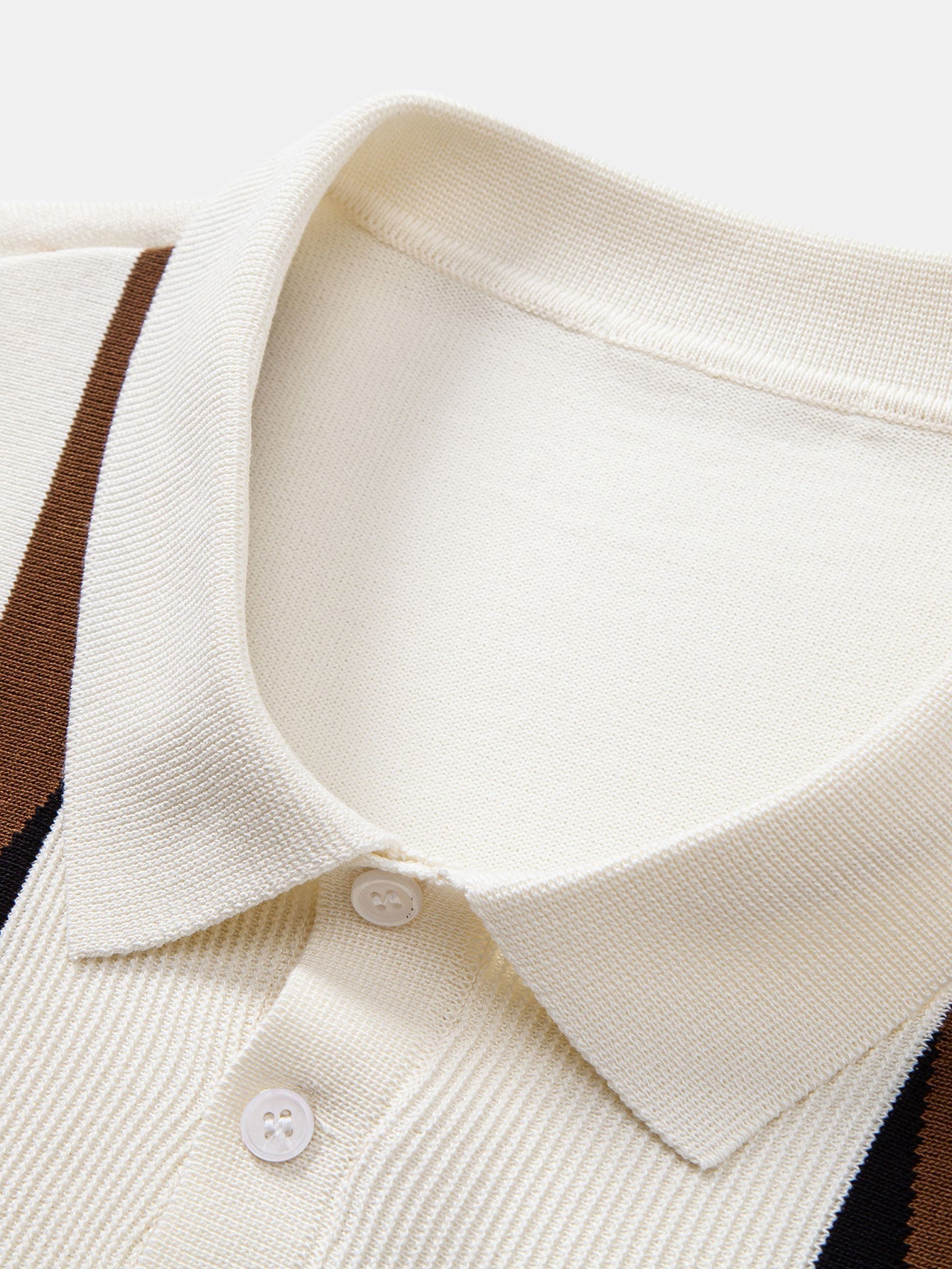 Stripe Geometric Jacquard Knitted Polo Shirt