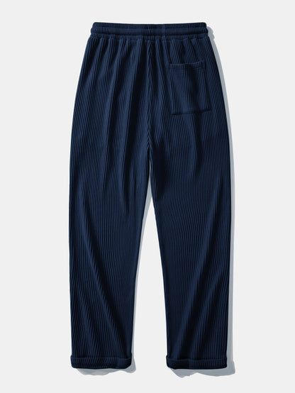 Long Sleeve Waffle Mock Neck T-Shirt & Drawstring Knitted Waffle Pants