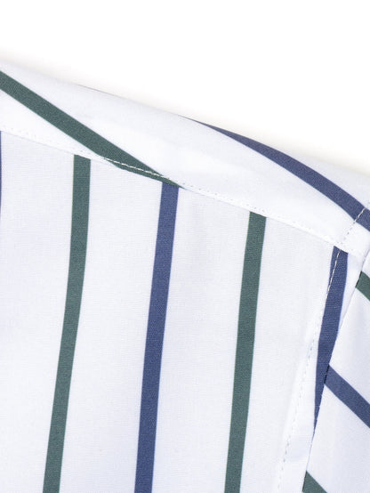 Long Sleeve Stripe Button Up Shirt & Slim Fit Tapered Trousers