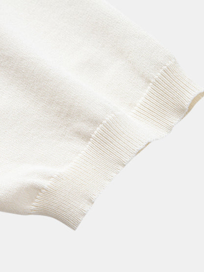 Stripe Geometric Jacquard Knitted Polo Shirt