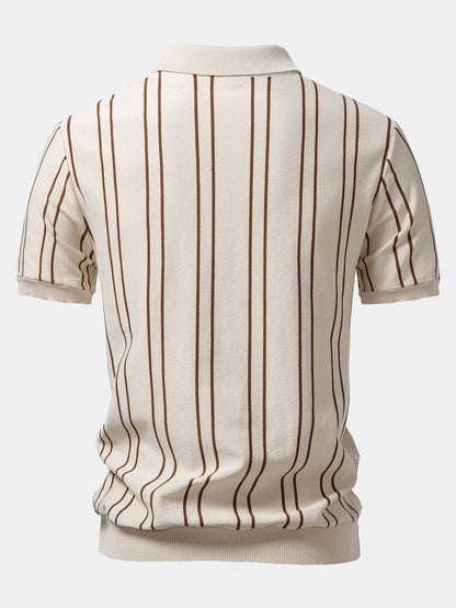 Striped Knitted Polo Shirt