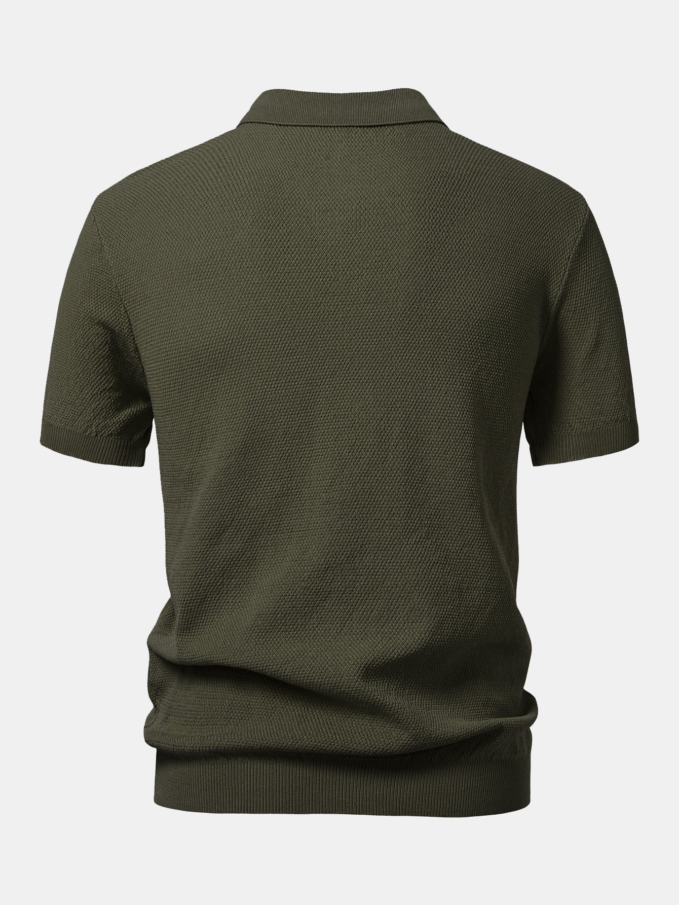 Textured Zip Up Knit Polo Shirt