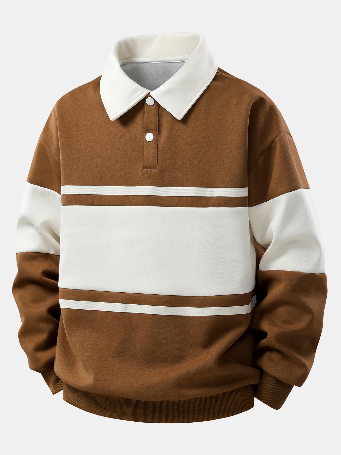 Relax Fit Color Block Patchwork Polo Sweatshirt