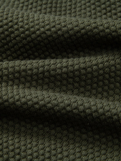 Pineapple Texture Knitted Polo Shirt