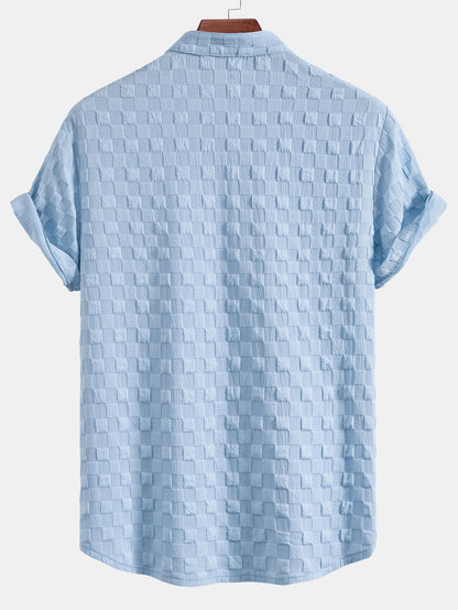 Checkerboard Jacquard Stand Collar Shirt & Checkerboard Jacquard Shorts