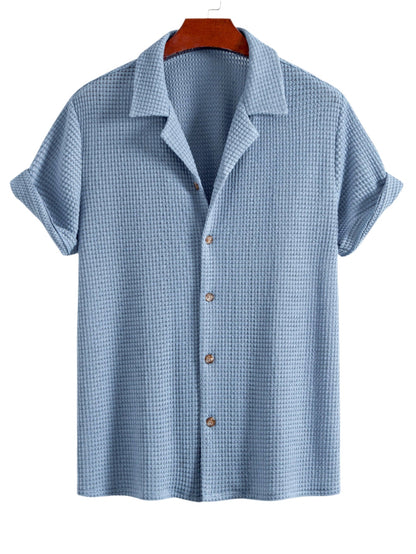 Waffle Textured Cuban Shirt & Shorts