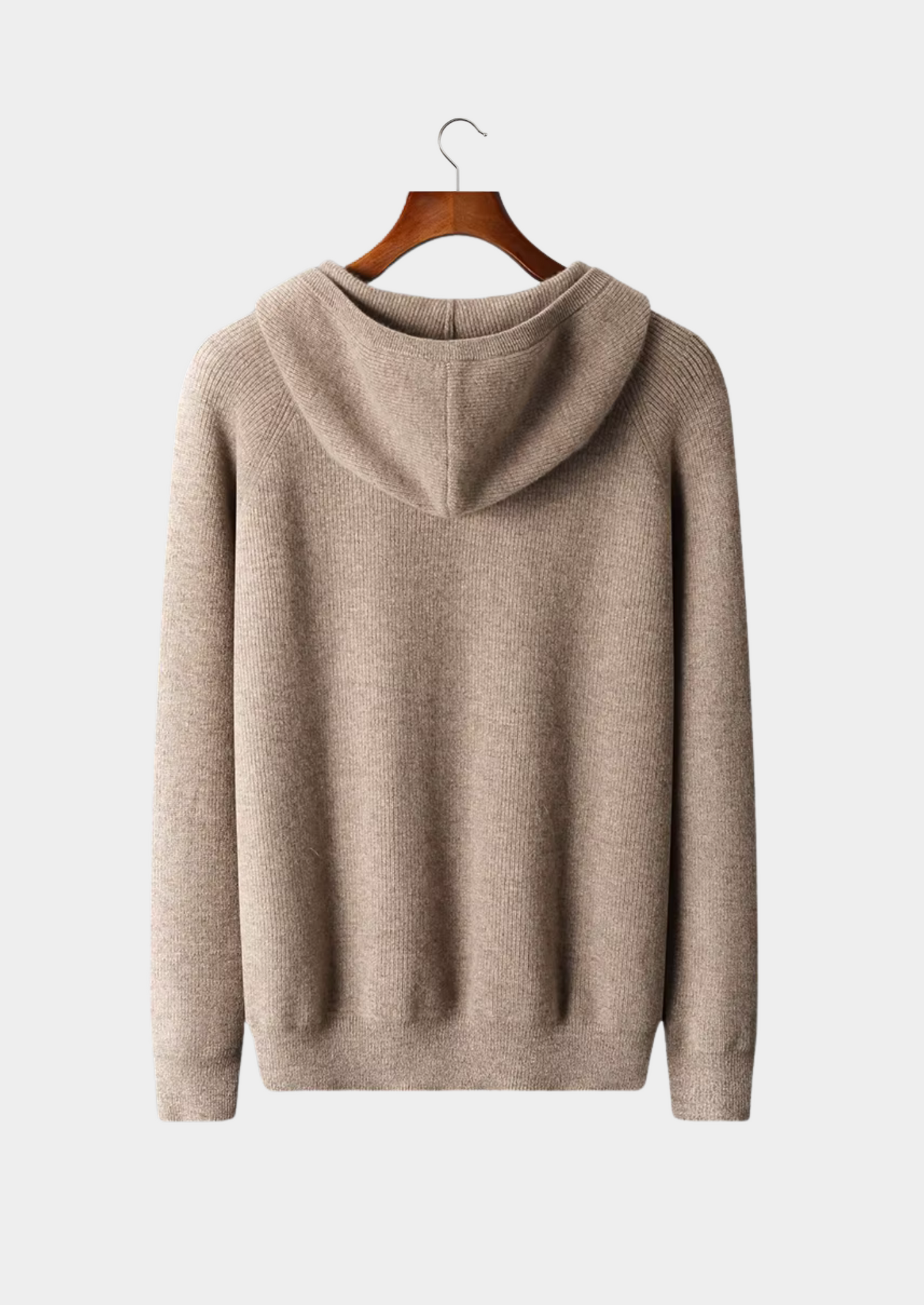 PURE EXTRA-FINE MERINO WOOL RIBBED ZIP HOODIE